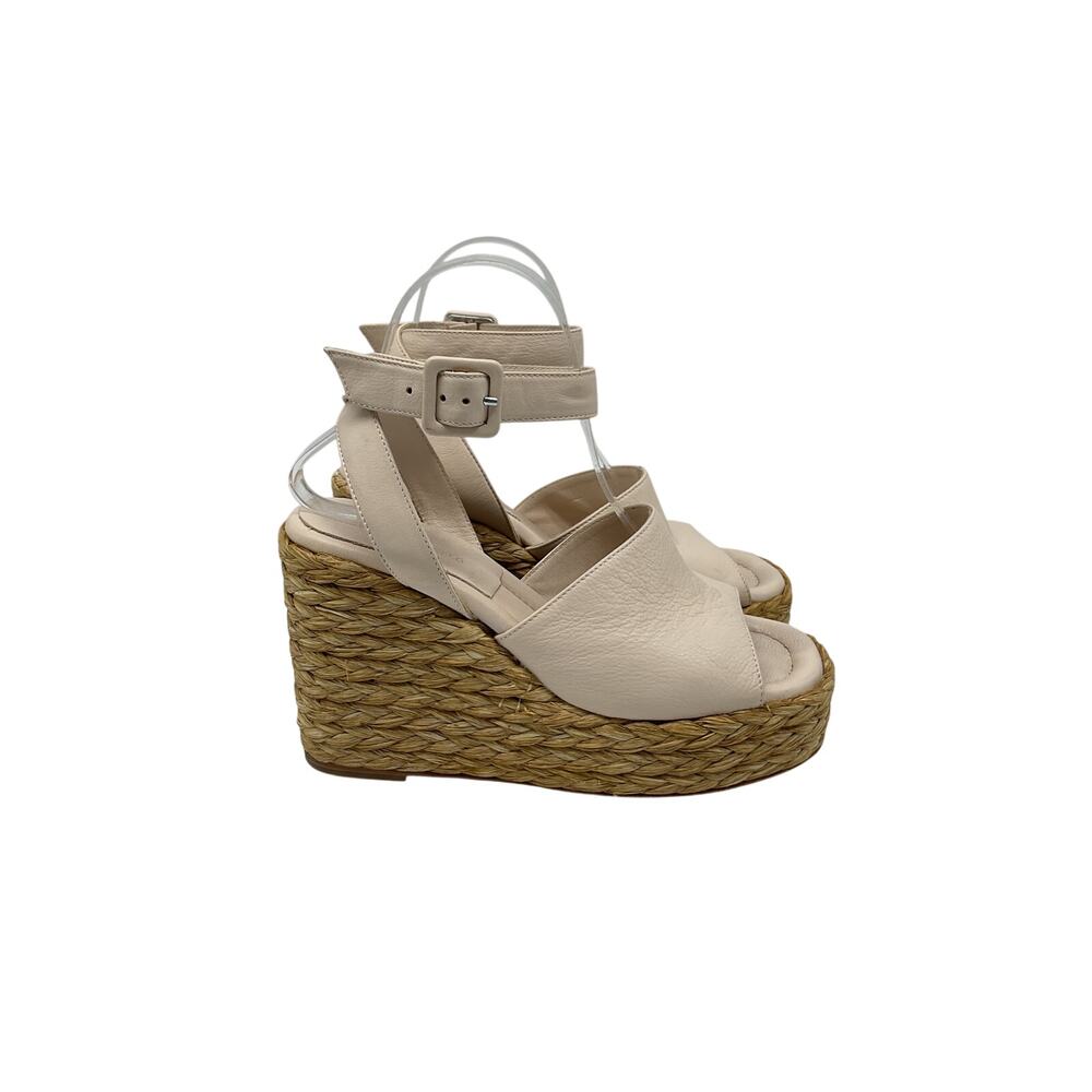 Paloma Barcelo Elegant Cream Clama Wedge Sandals Size 38 - Picture 3 of 6